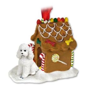 Poodle - Sport Cut - White - Gingerbread House Ornament