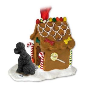 Poodle - Sport Cut - Black - Gingerbread House Ornament