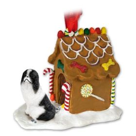 Japanese Chin - Black & White - Gingerbread House Ornament