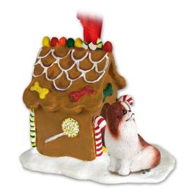 Japanese Chin - Brown & White - Gingerbread House Ornament