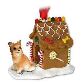 Chihuahua - Long Haired - Gingerbread House Ornament