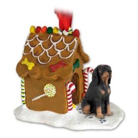 Black & Tan Coonhound - Gingerbread House Ornament