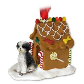 Shih Tzu - Black & White - Sport Cut - Gingerbread House Ornament