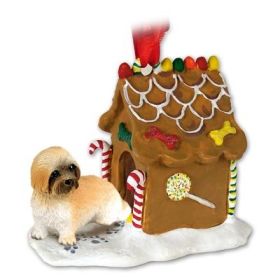 Shih Tzu - Brown - Sport Cut - Gingerbread House Ornament