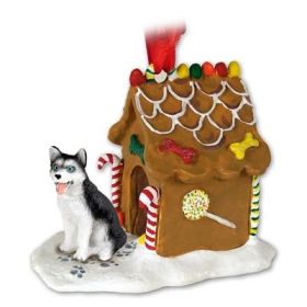 Siberian Husky - Black and White - Blue Eyes - Gingerbread House Ornament