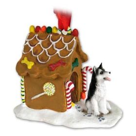 Siberian Husky - Black and White - Brown Eyes - Gingerbread House Ornament