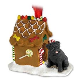 Pug - Black - Gingerbread House Ornament