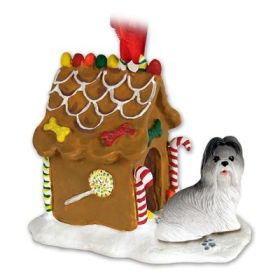 Shih Tzu - Gray - Gingerbread House Ornament