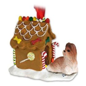 Shih Tzu - Tan - Gingerbread House Ornament