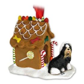 Shih Tzu - Black & White - Gingerbread House Ornament