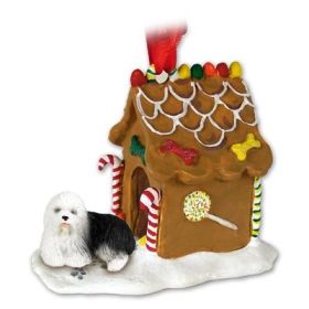 Old English Sheepdog - Gingerbread House Ornament