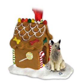 Norwegian Elkhound - Gingerbread House Ornament