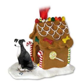 Greyhound - Black and White - Gingerbread House Ornament