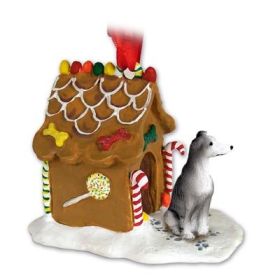 Greyhound - Blue - Gingerbread House Ornament