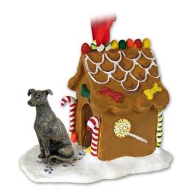 Greyhound - Brindle - Gingerbread House Ornament