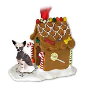 Chinese Crested - Gingerbread House Ornament