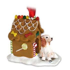 English Setter - Orange Belton - Gingerbread House Ornament