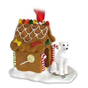 Whippet - White - Gingerbread House Ornament