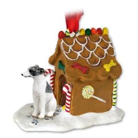 Whippet - Gray and White - Gingerbread House Ornament