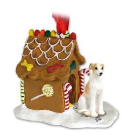 Whippet - Tan and White - Gingerbread House Ornament