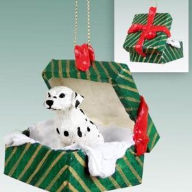 Dalmatian Green Gift Box Ornament