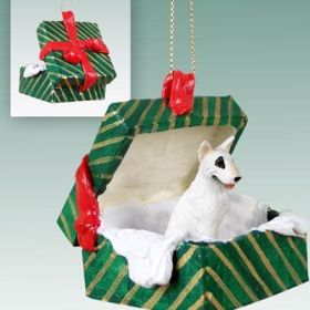 Bull Terrier Green Gift Box Ornament