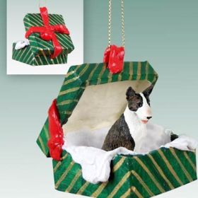 Bull Terrier - Brindle - Green Gift Box Ornament