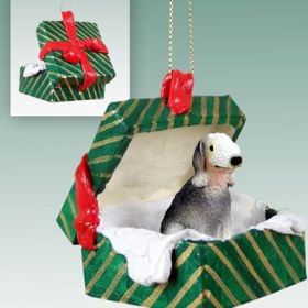 Bedlington Terrier Green Gift Box Ornament