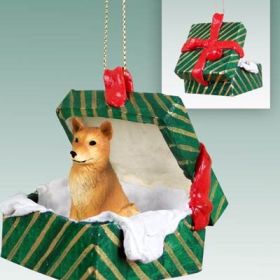 Finnish Spitz Green Gift Box Ornament