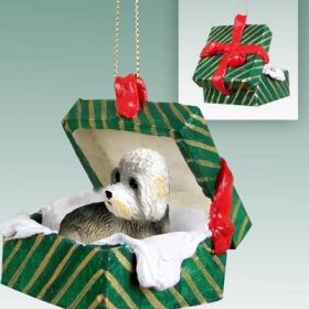 Dandie Dinmont Green Gift Box Ornament