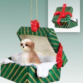 Shih Tzu - Tan - Sport Cut - Green Gift Box Ornament