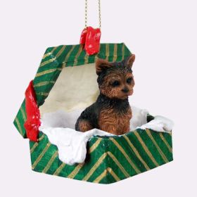 Yorkshire Terrier - Puppy Cut - Green Gift Box Ornament