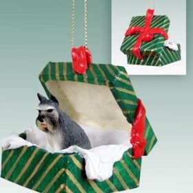 Schnauzer - Gray - Green Gift Box Ornament