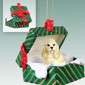 Cocker Spaniel - Blonde - Green Gift Box Ornament