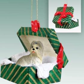 Shih Tzu - Mixed - Green Gift Box Ornament