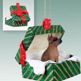 Boxer - Tawny - Green Gift Box Ornament