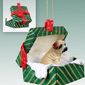 Shar Pei - Cream - Green Gift Box Ornament