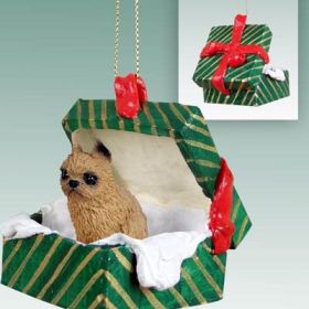 Brussels Griffon - Red - Green Gift Box Ornament