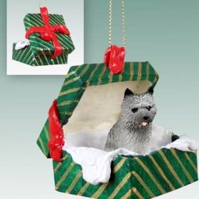 Cairn Terrier - Gray - Green Gift Box Ornament