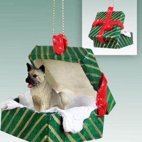 Akita - Gray - Green Gift Box Ornament