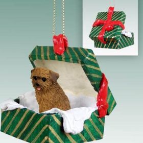 Norfolk Terrier Green Gift Box Ornament