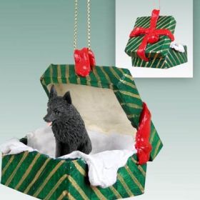 Schipperke Green Gift Box Ornament