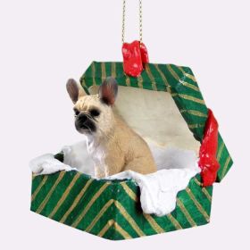 French Bulldog - Fawn - Green Gift Box Ornament