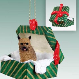 Norwich Terrier Green Gift Box Ornament