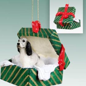 English Setter - Blue Belton - Green Gift Box Ornament