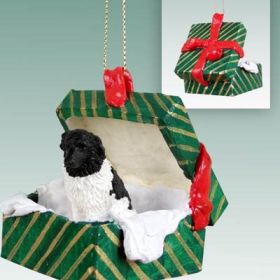 Newfoundland Landseer Green Gift Box Ornament