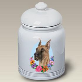 Great Dane - Fawn - Cropped - Best of Breed TP Ceramic Treat Jar