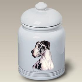 Great Dane - Harlequin - Uncropped - Best of Breed Ceramic Treat Jar