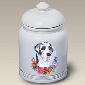 Great Dane - Harlequin - Uncropped - Best of Breed TP Ceramic Treat Jar