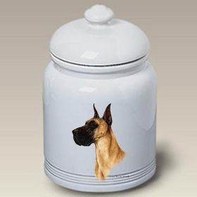 Great Dane - Fawn - Cropped - Best of Breed Ceramic Treat Jar